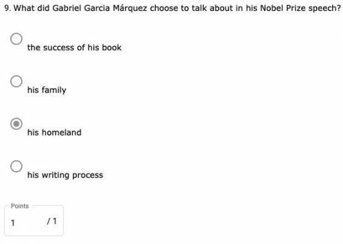 What did Gabriel Garcia Márquez choose to talk about in his Nobel Prize speech?

- the success of