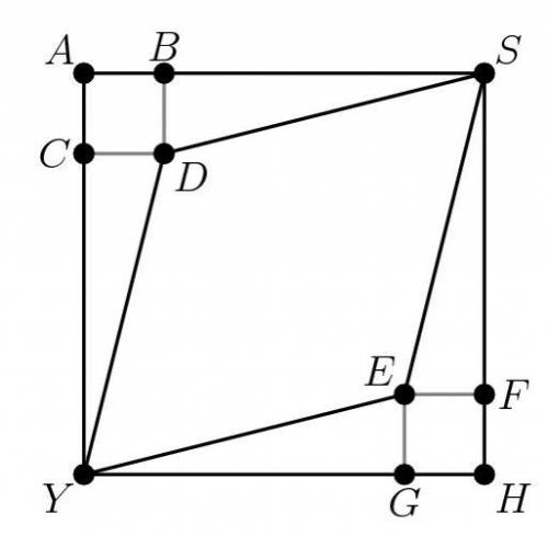 In the figure below, ABDC, EFHG, and ASHY are all squares; AB=1, EF=1, and AY=5.

What is the area