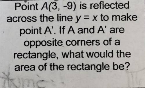 Point A(3,-9) is reflected

across the line y = x to make
point A'. If A and A'are
opposite corner