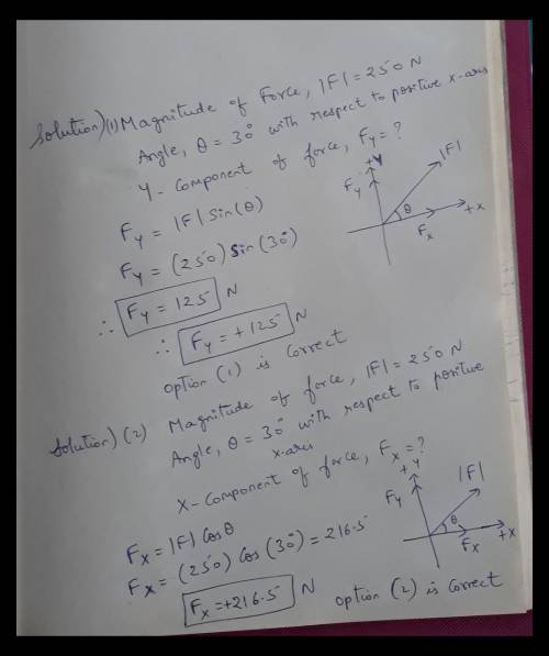 If a force of 250 N acts on a lawn roller at an angle of 30 degrees with horizontal, then the vertic