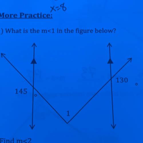What is the m<1 in the figure below?