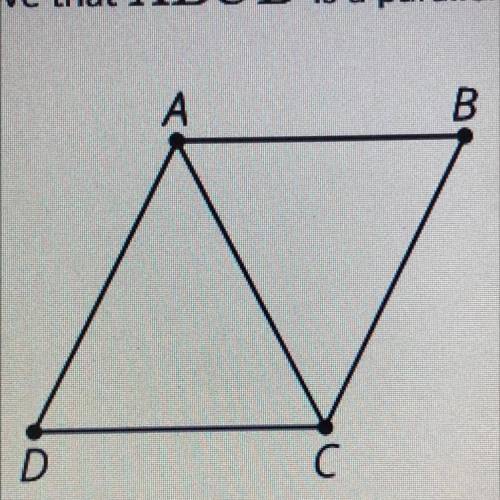 In quadrilateral ABCD, AD is congruent to BC, and AD is parallel to BC.

Prove that ABCD is a para