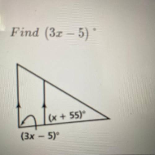 Find x
find (3x-5)°
pls do explanation