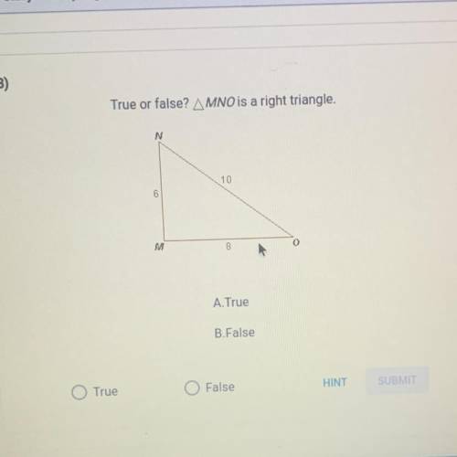 True or false? Mno is a right triangle?
