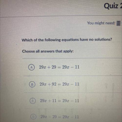 Which of the following equations have no solutions?
