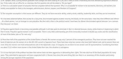 In “Excerpt from Equal Rights for Women”, Chisholm described different possible solutions to proble