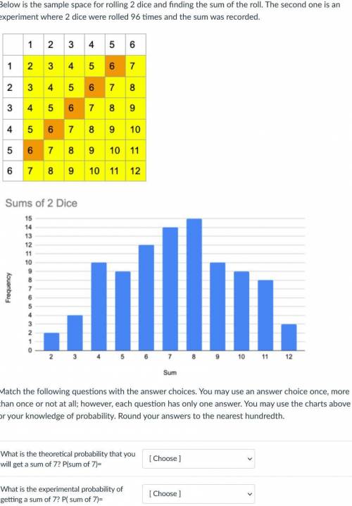 What is the experimental probability of getting a sum of 7? P( sum of 7)=