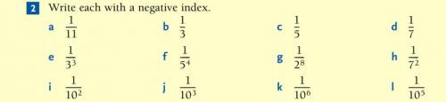 Write each with negative index law from laws of algebra