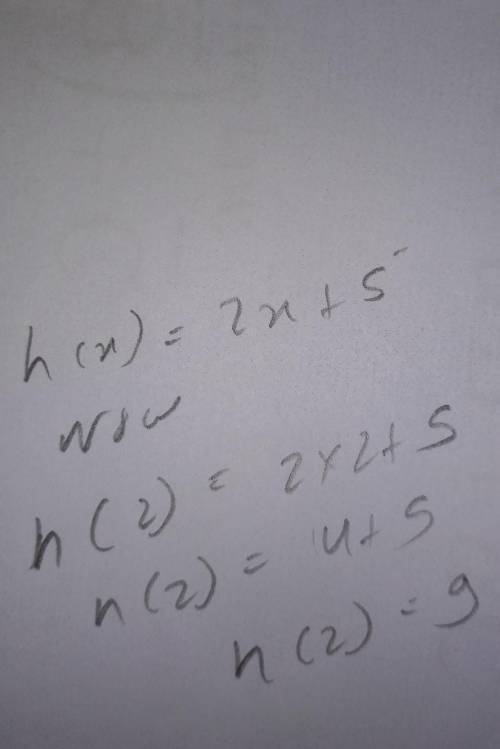 How do I solve h(x)=2x+5;find h(2)