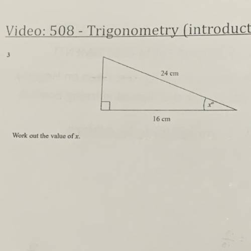 Work out the value of x trigonometry