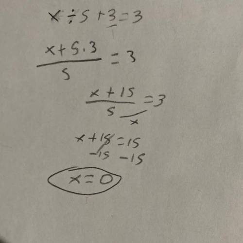 What steps need to be completed to solve t/5 + 3 = 3