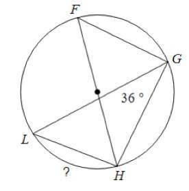 Pls help

Find the measure of the arc or angle indicated.
A. 36°
B. 72°
C. 108°