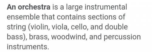 A large instrument ensemble typical of classical music , which combines instrument from strings , wi