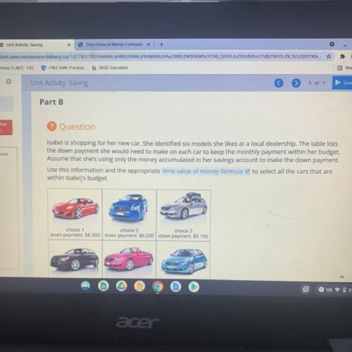 Unit Activity:

Isabel is shopping for her new car. She identified six models she likes at a local