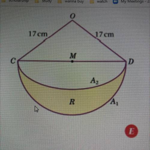 3 The diagram shows the triangle OCD with

OC = OD = 17 cm and CD= 30 cm. The mid-point
of CD is M