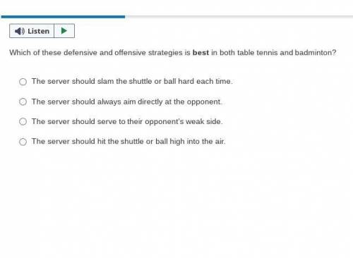 Which of these defensive and offensive strategies is best in both table tennis and badminton?