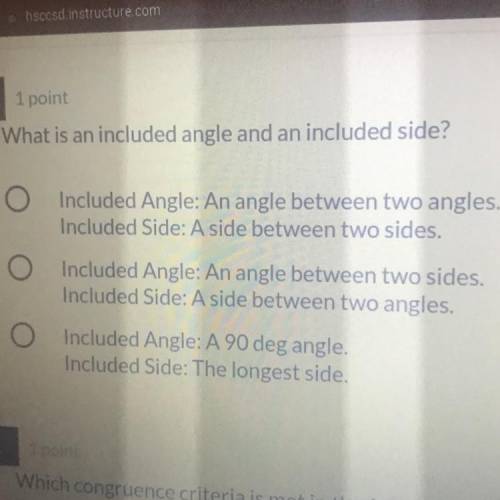 What is an included angle and an included side?

Included Angle: An angle between two angles.
Incl