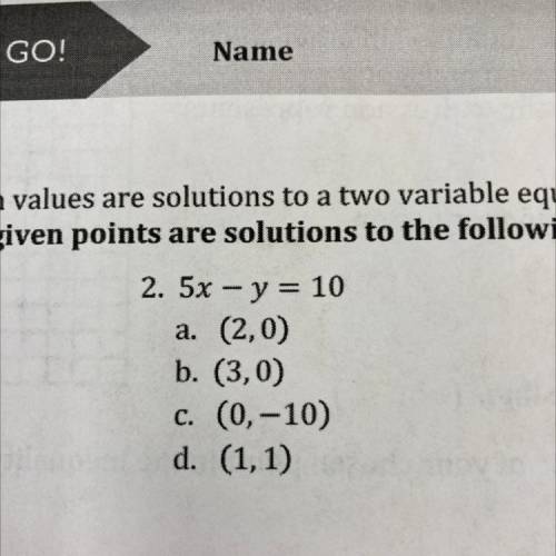 Identify which of the given points are solution to the following linear equations