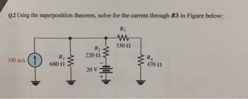 Using superposition theorem find current