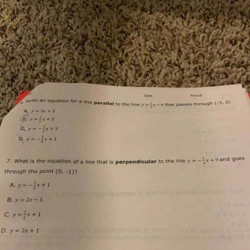 What is the equation of line that is perpendicular to the line y = - 1/2 * x + 9 and goes through t