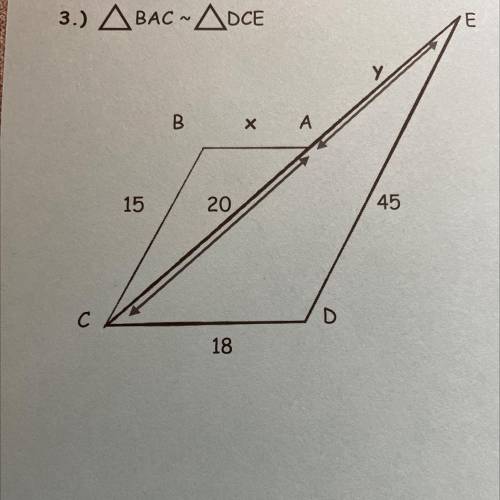 Solve for the value of the variables that makes the two triangles similar