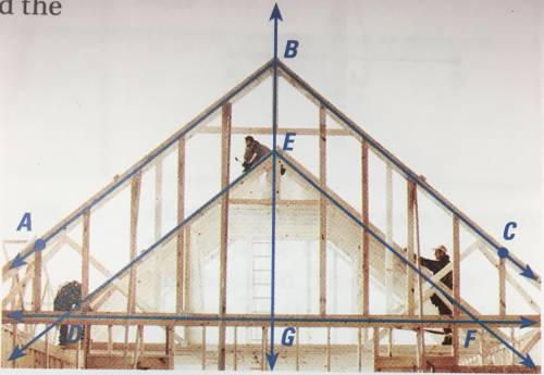 In the exercise below, use the photograph of a roof truss. In the roof truss, ray GB bisects angle