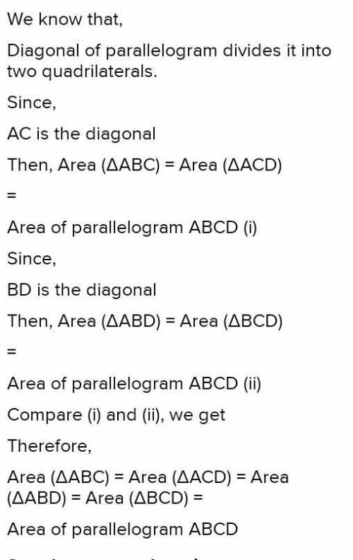 In parallelogram ABCD, the following is true: m
m
m
m
m
m