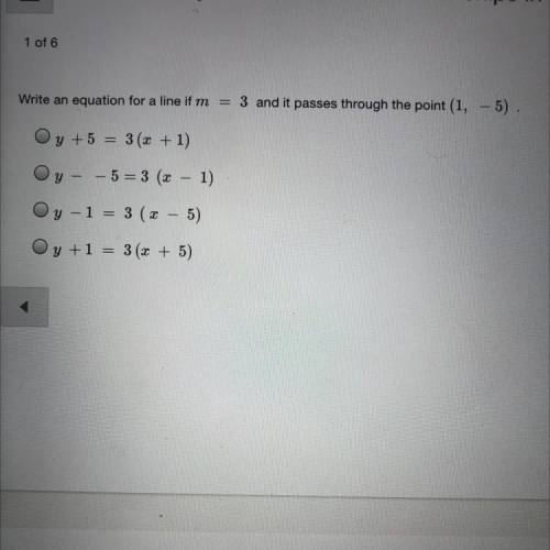 Write an equation for a line if m=3 and it passes through the point (1, -5)