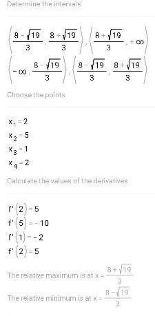 F(x) = -x^3+8x^2-15x

Domain:
Range: R
Rel. Maximum: X=3
Rel. Minimum(s): X2
End Behavior:
As x, f(