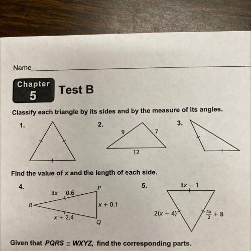 Classify each triangle by its sides and by the measure of its angles. 
Please help
