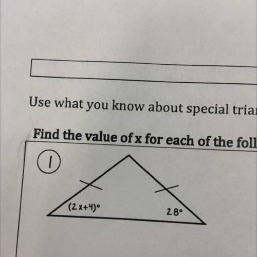 Use what you know about special triangles to fir

Find the value of x for each of the following.
0