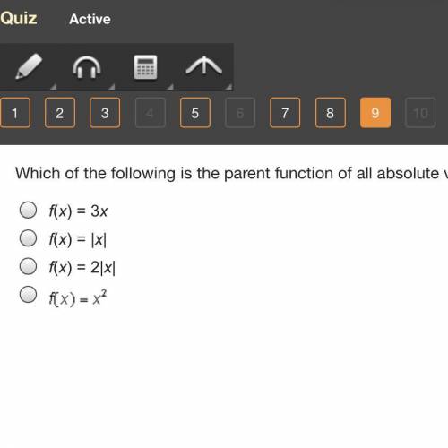 Which of the following is the parent function of all absolute value functions? (will give brainlies