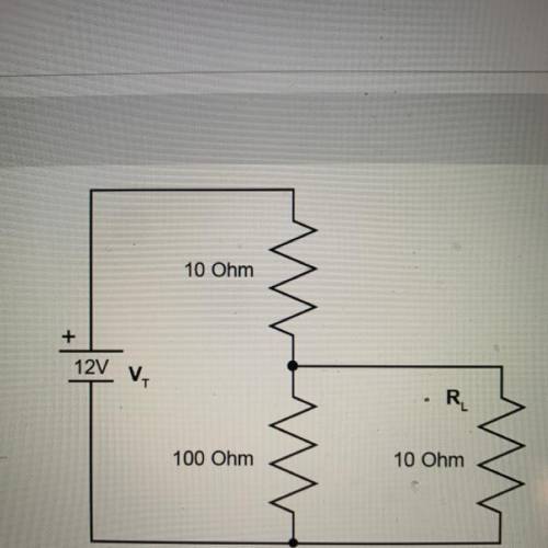 What is the voltage across the load, RL, in

this voltage divider network?
10.25 V
4.55 V
5.71 V
1