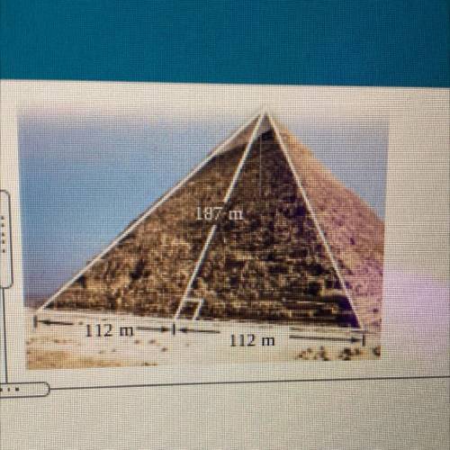 Originally, each face of the pyramid shown to the right was a triangle with the

dimensions shown.