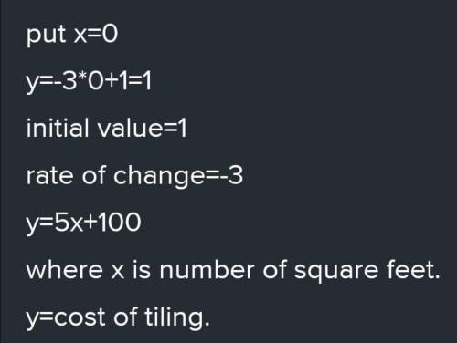 Given the linear equation y = -3x

identify the initial value and rate of change
Hurry timed test!!