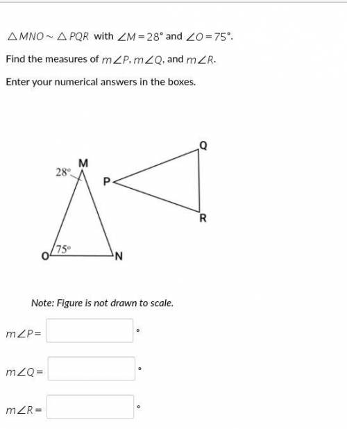 Find the measures of m angle P, m angle Q, and m angle R.