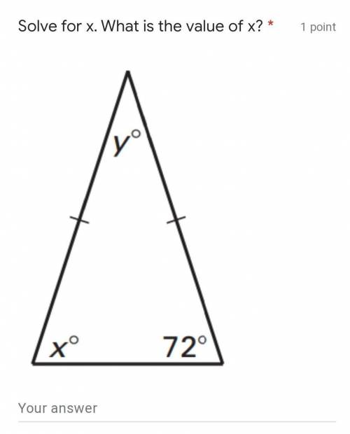 Is it 72 bc its an isosceles triangle ?