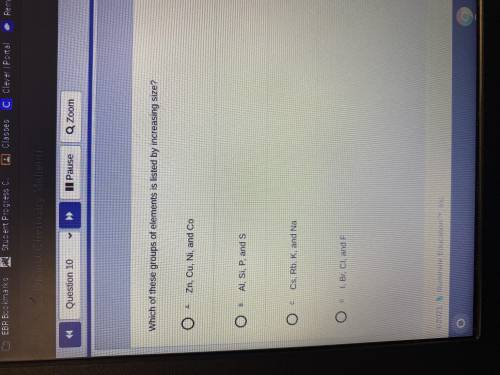 Which of these groups of element is listed by increasing size?

A. Zn, Cu, Ni, and Co
B. Al, Si, P