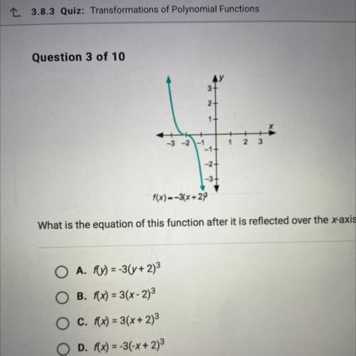 What is the equation of this function after it is reflected over the X axis￼