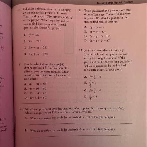 Can I get the answers for all the questions and if you can explain how you got it that would help P