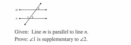 provide the missing statement and reasons for the following proof given line m is parallel to line