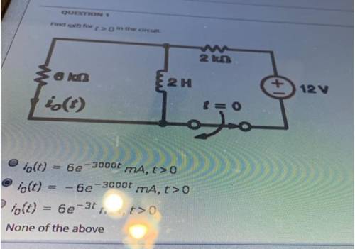 Find i0(t) for t>0 in the circuit.