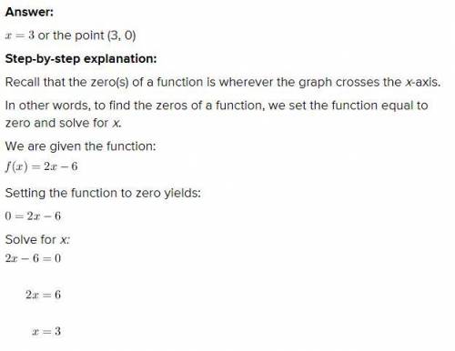 Which is a zero of the function f(x)=2x-6
