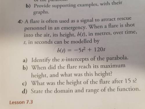 I need help with quadratics. I have no clue about a) b) c) or d)