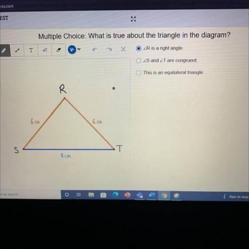 Which is true about the triangle in the diagram?