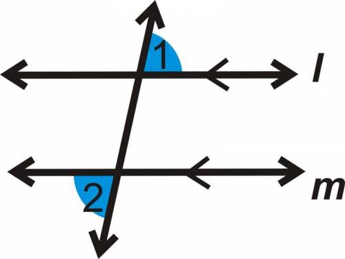 The figure shows three parallel lines cut by a transversal. Decide if each statement about the angle