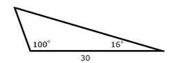 A triangle has two angles with measures of 100

degrees and 30 degrees joined by a side with a len