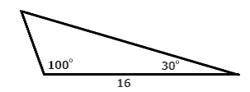 A triangle has two angles with measures of 100

degrees and 30 degrees joined by a side with a len