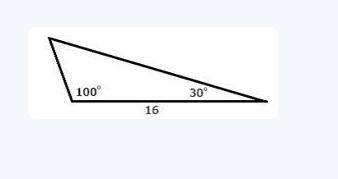 A triangle has two angles with measures of 100

degrees and 30 degrees joined by a side with a leng