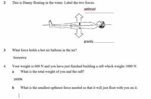 Easy 10 points question in image on floating and sinking question 4b